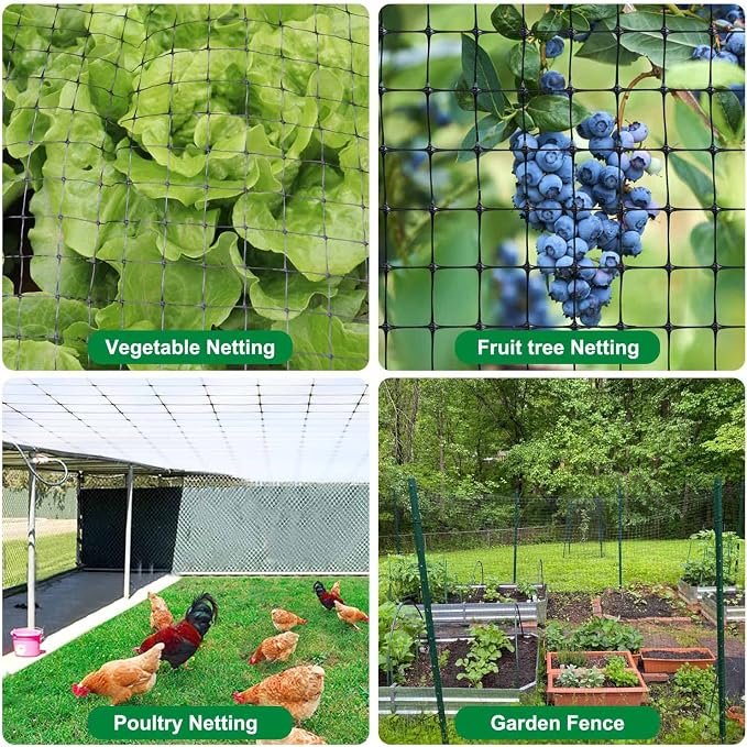 Mklsit Deer Netting Fence, 8ft x 100ft Bird Netting Heavy Duty Garden Netting for Garden Protection Fruit Trees Vegetable Plants Against Birds, Deer and Other Animals