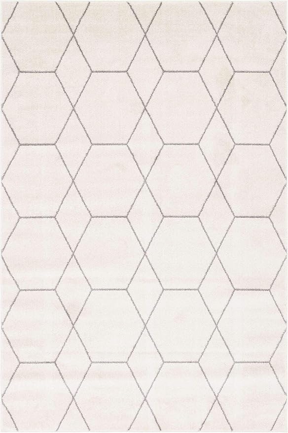 Unique Loom Trellis Frieze Collection Area Rug - Geometric (6' 1" x 9', Ivory/ Gray)