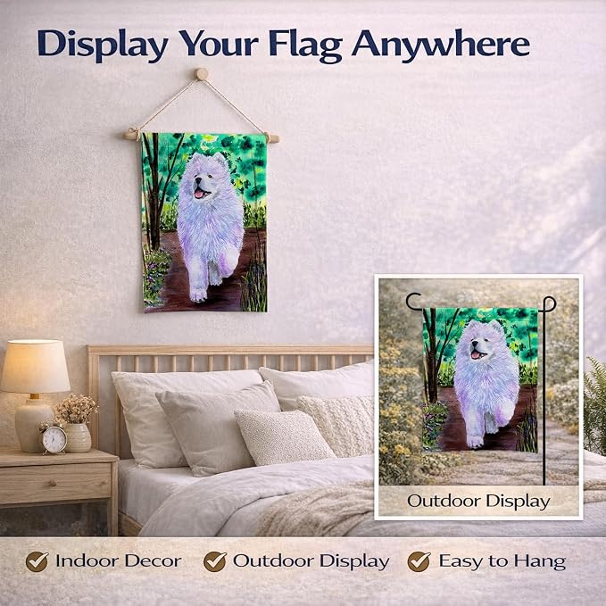 Caroline's Treasures SS8458GF Samoyed Garden Flag Mailbox Flag Decorative Yard Flag Banner Outside Patio Artwork Yard Flower Beds, Garden Size, Multicolor