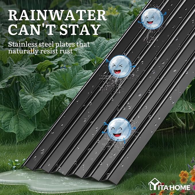 YITAHOME 2pcs 8x4x1.5ft Large Raised Garden Bed Kit, Galvanized Metal Planter Box with Gloves, Ground Nails & Safety Rubber, Outdoor Above Ground Planters for Plants Vegetables Flowers, Black