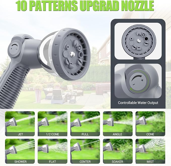 1/2" x 160 ft Retractable Hose Reel, Heavy Duty Retractable Garden Hose Reel Wall Mounted with 10-Pattern Hose Nozzle/Any Length Lock/Slow Return System/180°Swivel Bracket