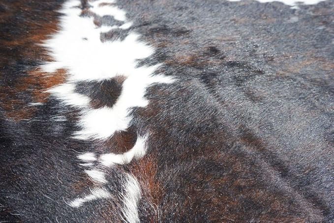 rodeo Genuine Cowhide Rug - Real Cow Hide Rug Large for Living Room & Bedroom - Western Rugs for a Natural Western Home Decor Ambiance - Rustic Cow Print Carpet Decor - 5x6 ft, Dark Tricolor
