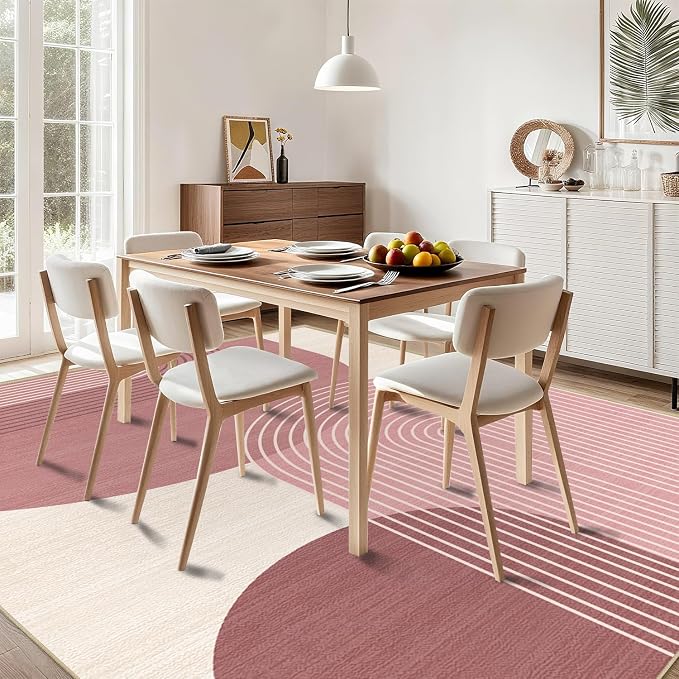 Boho Rug 3x5 for Living Room Bohemian Area Rugs Machine Washable Modern Geometric Rug Non Slip Printed Low Pile Indoor Floor Carpet for Kitchen Bathroom Bedroom,Pink