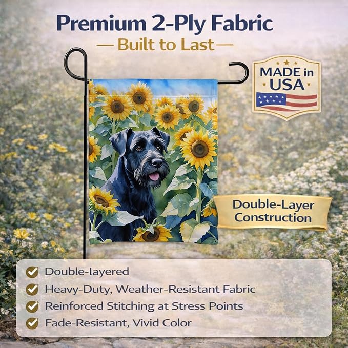 Caroline's Treasures DAC6087GF Giant Schnauzer in Sunflowers Garden Flag Mailbox Flag Decorative Yard Flag Banner Outside Patio Artwork Yard Flower Beds, Garden Size, Multicolor
