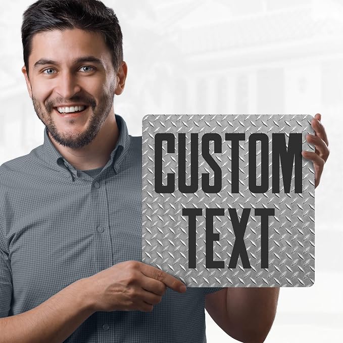 Custom Sign, Custom Street Sign, 11 Font Colors, 13 Font Styles, 4 Hole Options, 22 Sizes, 12x12 Inches, Rust Free DiBound, Fade Resistant, Made in USA by My Sign Center (Diamond Metal)