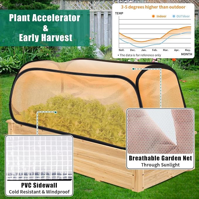 ANGAR Garden Covers for Raised Beds, Garden Row Plants Cover Accelerator, Freeze Protection Greenhouse Cover for Raised Garden Beds Protecting Seedlings Fruits Vegetable Rows