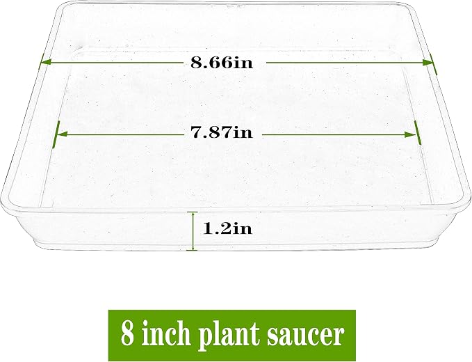 LWALRS Square Plant Saucer 8 Inch 5 Pack, Heavy Plastic Plant Trays for Pots Pots Base Plant Saucers for Indoors and Outdoors, Pot Saucers for Plants,Garden Plant Water Catcher Tray.