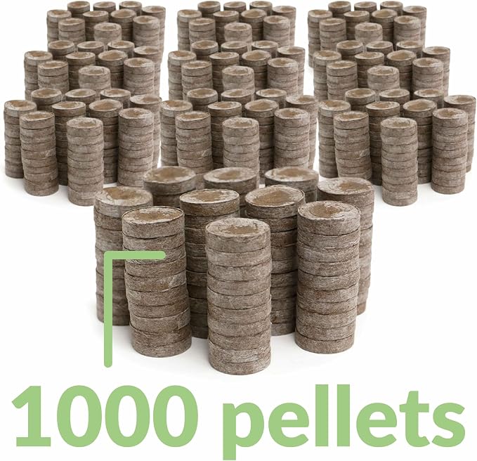 Jiffy Peat Soil Pellets Seed Starter Plugs - Indoor Seedling Planter - 1000 Count - Peat