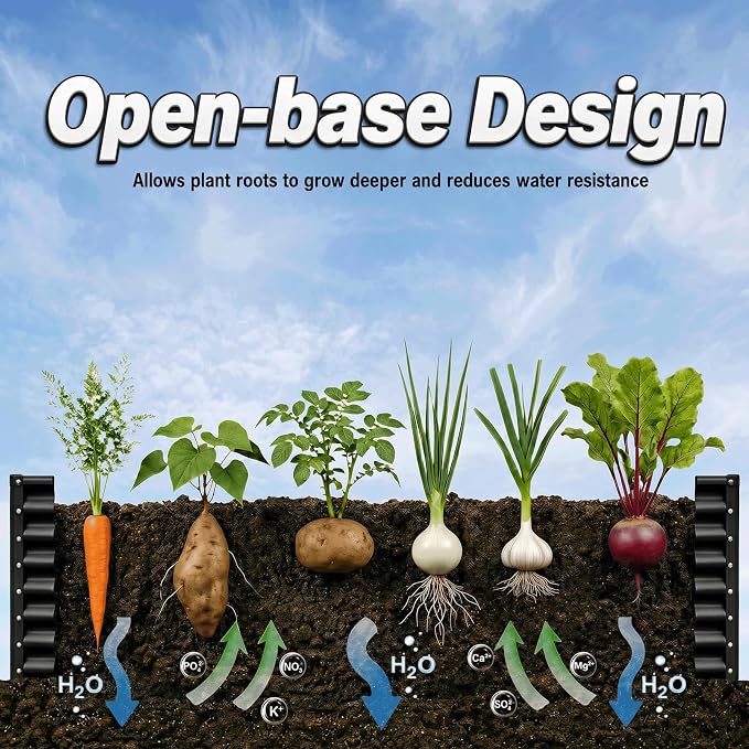 8x2x2FT Raised Garden Beds Outdoor, Planter Raised Beds for Gardening, Vegetables, Flowers,Large Metal Garden Box, Deep Plant Flower pots Outdoor (Black, 1Pack)