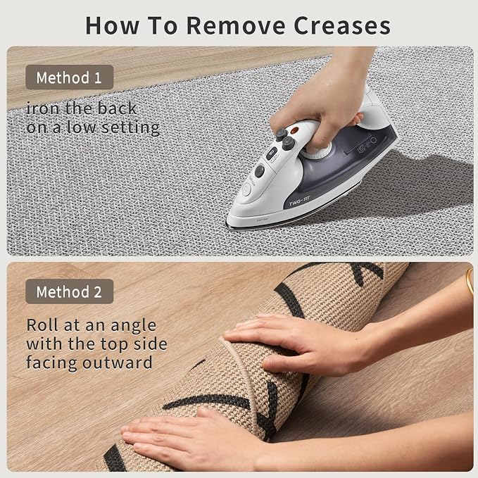 Tangsoo Easy Jute Rug 2x6 Washable Non-Slip Runner for Hallways,Kitchen Thin Farmhouse Stripe Carpet Modern Indoor Outdoor Runner Door Mat for Porch Laundry Bedroom Entryway