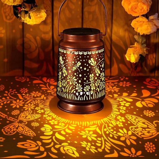 Solar Lanterns Outdoor Waterproof Gifts for Women Grandma Gifts for Mom Butterfly Garden Decor Solar Hanging Lantern Metal for Patio Yard Festival Pathway Landscape