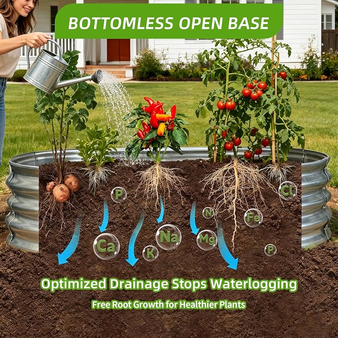Galvanized Oval Raised Garden Bed, 4 x 2 x 1 ft 2-Pack, Metal Planter Box with Open Base. DIY Outdoor Gardening Kit for Backyard & Patio, Ideal for Vegetables, Flowers & Herbs, Silver