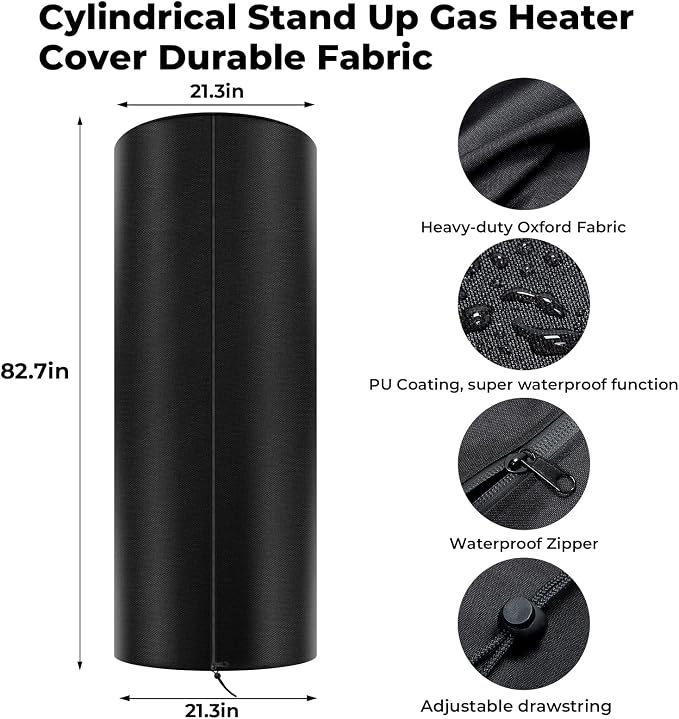 LPG Patio Heaters Cover, Cylinder Tower Patio Heater Covers, Heavy-duty and Weather-resistant Oxford Fabric, Waterproof, Dust-proof, Snow-proof, Windproof, with Zipper and Storage Bag