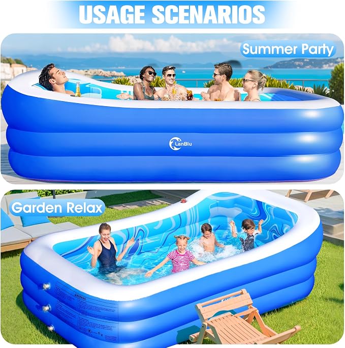 Inflatable Pool with Big Backrest and Seat Swimming Pool 98x63x21.6 | Inflatable Pool With Starry Sky Pattern，0.35mm Thickened Sturdy Inflatable Pool With Comfortable Bench And Raised Backrest