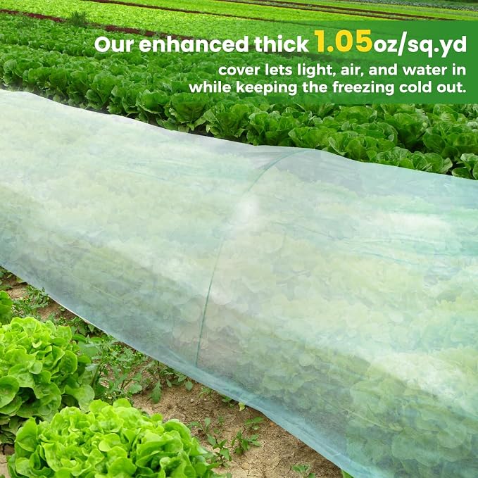 Plant Covers Freeze Protection, 10ft x 33ft Winter Frost Cloth Blankets for Outdoor Plants, 1.05oz/yd² Floating Row Cover Frost Protection for Gardens, Vegetables, Tree, Snow