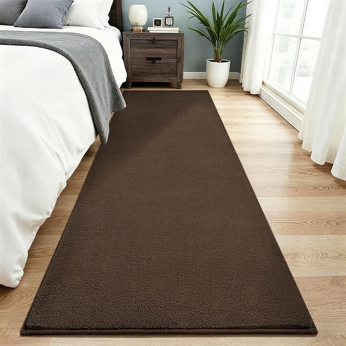 Vasofe 2x8 Bedroom Runner Rug, Hallway Runner Rug, Non Slip Bedside Runners | Long Bedside Runner Rug for Bedroom Kitchen Dorm Kids Boys Room, Washable Medium Pile Shag Fluffy Carpets for Entrance
