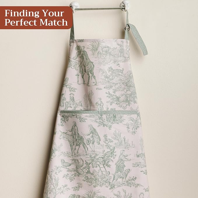 Maison d' Hermine Aprons for women with Pocket 100% Cotton (27.50"x31.50") | Adjustable Neck Strap & long ties Apron Men Chef Wedding Cooking Gardening Server Maid
