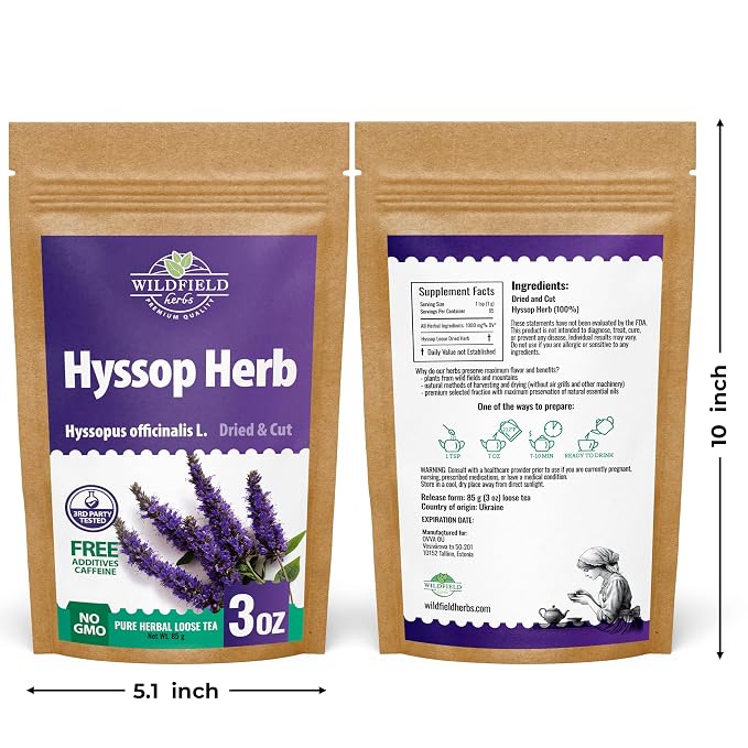3 oz. Hyssop Dried Herb Hyssop Tea Herbal (Hyssópus Officinális) - 85 g Hyssops Hysopp Herb Hisopo