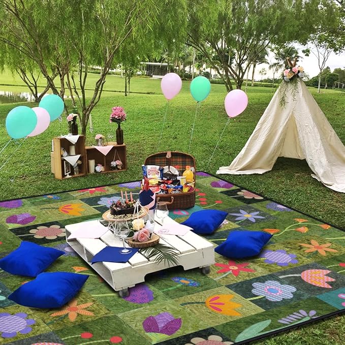Supfitness Extra Large Picnic Blankets Waterproof Foldable (60 "x 80") Beach Blanket Waterproof Sandproof,3-Layer Thicking Mat Outdoor Packable Camping Blanket