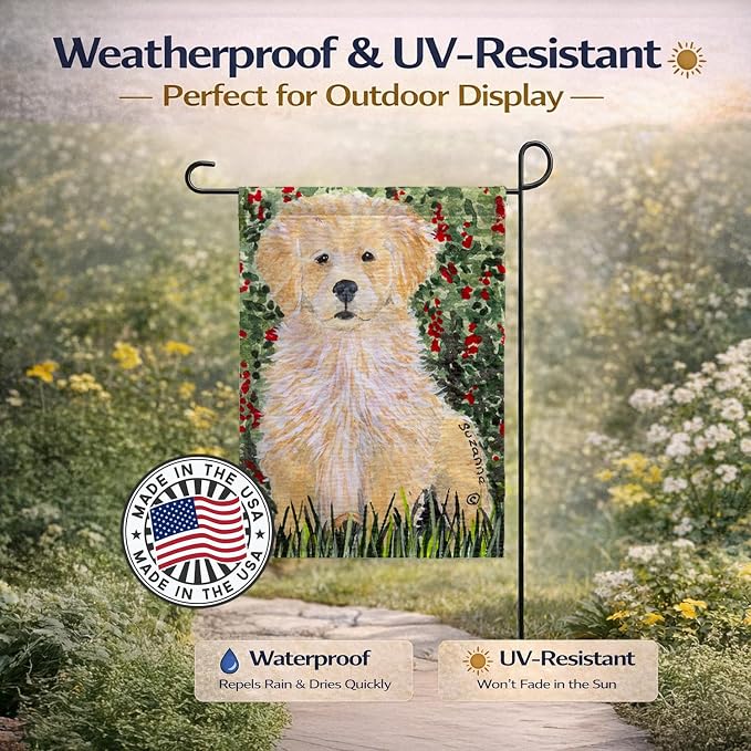 Caroline's Treasures SS8857GF Golden Retriever Garden Flag Mailbox Flag Decorative Yard Flag Banner Outside Patio Artwork Yard Flower Beds, Garden Size, Multicolor