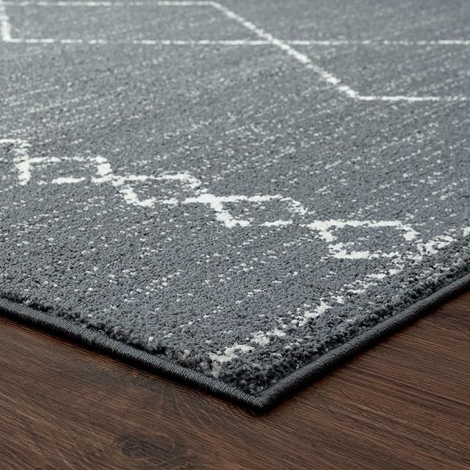 LUXE WEAVERS Daphnes Anthracite 6x9 Boho Moroccan Geometric Area Rug 2735
