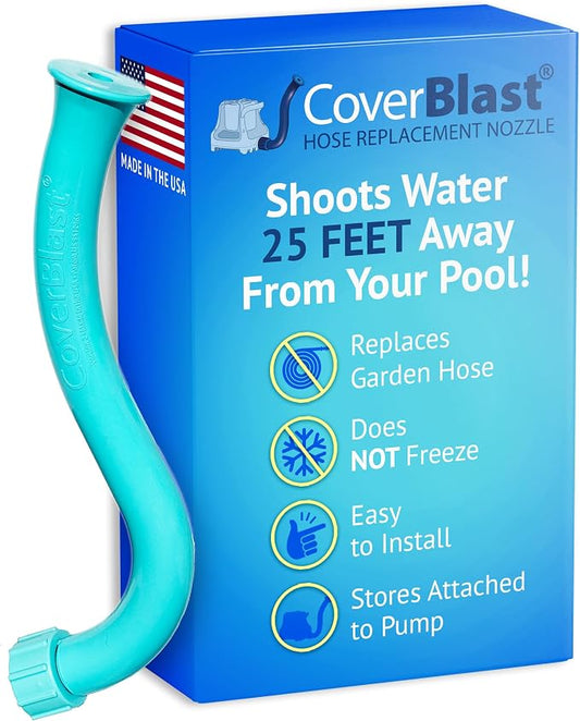 Pool Cover Pump Attachment - USA-Made & Patented Pool Cover Pump Hose Alternative w/ 25ft. Range - Easy-To-Install & Use Year-Round - Replaces Traditional Hoses (Light Blue)