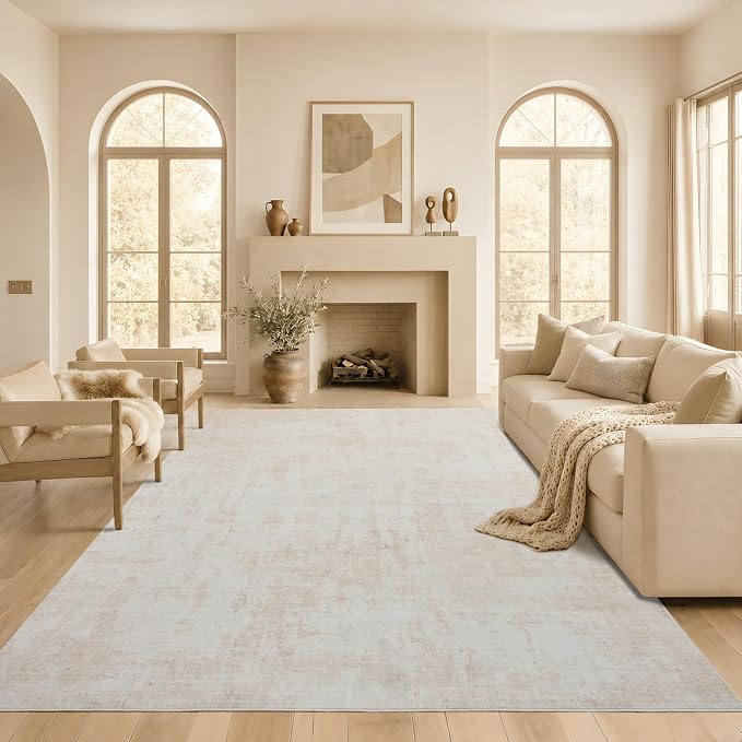 9x12 Area Rugs Washable Modern Abstract Living Room Bedroom Rug | Non Slip Soft Carpets Indoor Floor Stain Resistant Large Carpet for Bedroom Dining Room Farmhouse Nursery Home Office