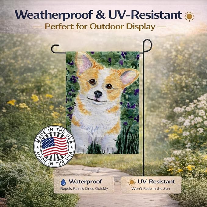 Caroline's Treasures SS8854GF Corgi Garden Flag Mailbox Flag Decorative Yard Flag Banner Outside Patio Artwork Yard Flower Beds, Garden Size, Multicolor