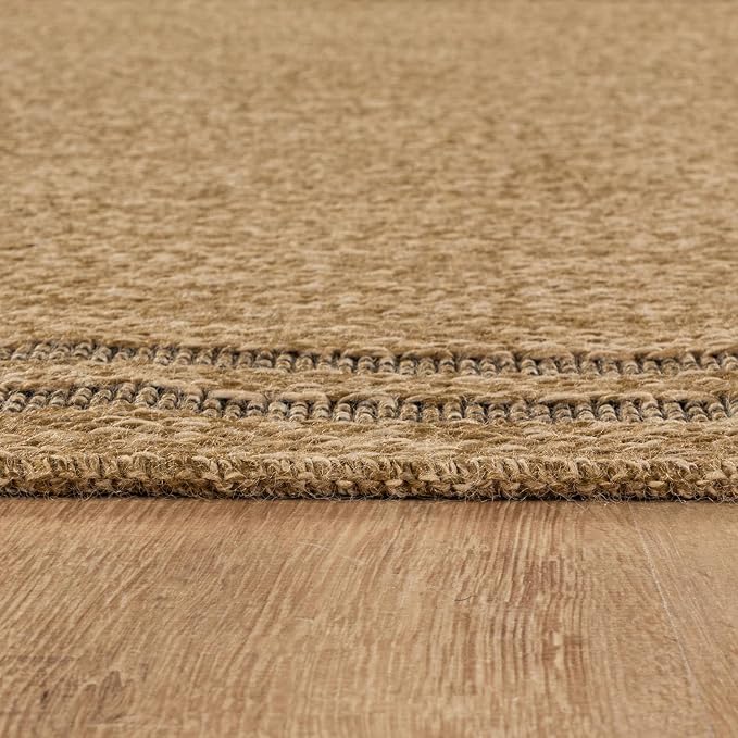 Luul Home Easy Jute Rugs 10x14 Bordered Natural Color Living Room Indoor Outdoor Area Rug for Patio and Kitchen Rug High Traffic Washable Easy to Clean Solid Boho Woven Design Outside Carpet (10 x 14)