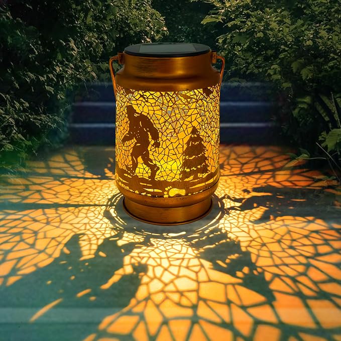 Fathers Day Gifts, Bigfoot Solar Lanterns Outdoor Waterproof, Big Foot Sasquatch Gifts, Hanging Solar Lights for Yard, Patio, Garden Decor