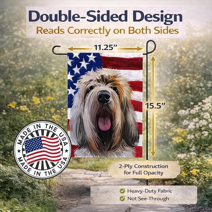 Caroline's Treasures CK6545GF Grand Griffon Vendeen Dog American Flag Garden Flag Mailbox Flag Decorative Yard Flag Banner Outside Patio Artwork Yard Flower Beds, Garden Size, Multicolor