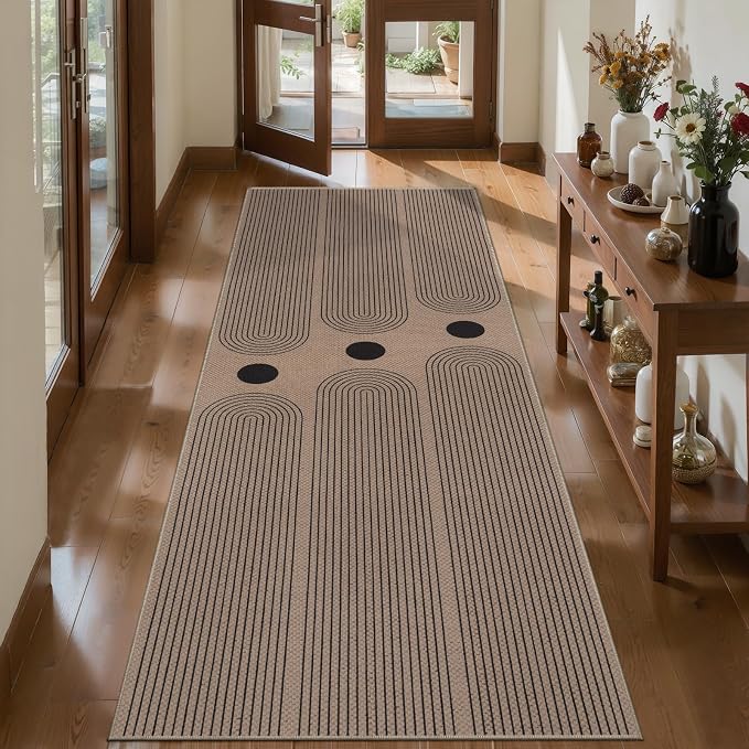 Tangsoo Rainbow Easy Jute Rug 2x5 Washable Kitchen Runner for Hallways,Non-Slip Thin Farmhouse Carpet Modern Indoor Outdoor Runner Door Mat for Laundry Bedroom Entryway