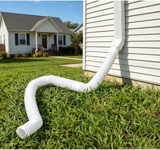 Prestantious 16.5ft Long Gutter Downspout Extensions, Downspout Extender Drainage Pipe for 2"×3" and 3"×4" Downspout, Outside Diameter 3.1 Inches, Pipe Stretched Length 16.5ft (White-1 pack)