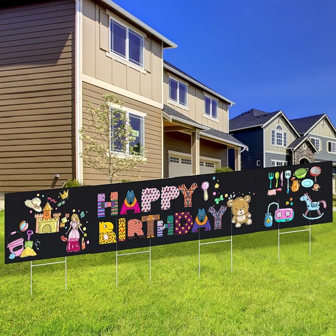 Tuanse 20 Pack Blank Yard Signs with Stakes 16x12 Inch Double Sided Corrugated Plastic Board Custom Lawn Signs for Garage Sale Real Estate Open House Advertising Rent Guidepost Birthday Party(Black)