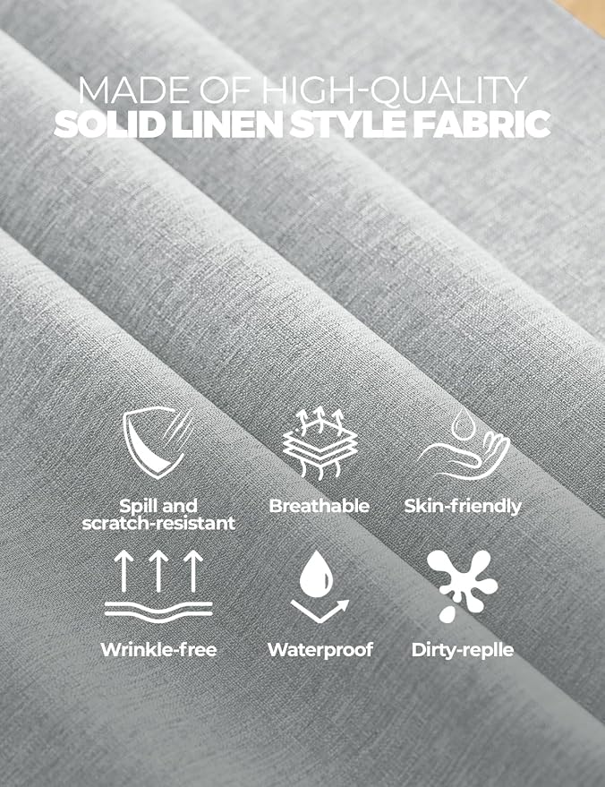 Decorelia Faux Linen Tablecloth for Dining Room, 52 x 70 Inch (4-6 Seats), Cool Grey