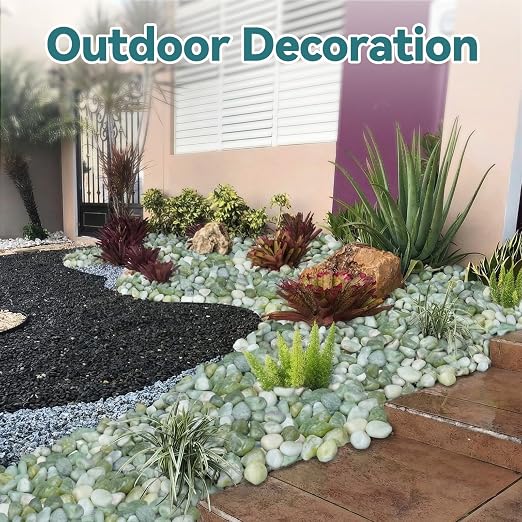 15lbs Jade Pebbles for Indoor Plants, 1-2 Inch Plant Rocks for Pots Indoor, Decorative Garden Rocks Outdoor Landscaping, Polished Natural Stone for Walkways, Yard, Vases, Crafts