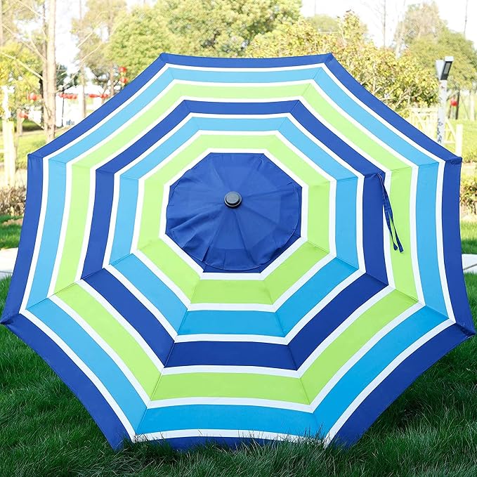 Blissun 9' Outdoor Patio Umbrella, Outdoor Table Umbrella, Yard Umbrella, Market Umbrella with 8 Sturdy Ribs, Push Button Tilt and Crank