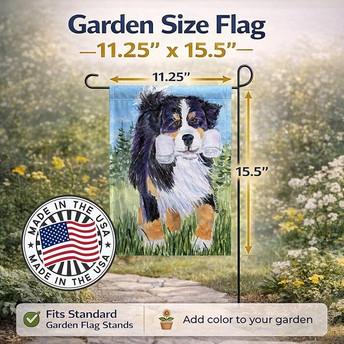 Caroline's Treasures SS8860GF Bernese Mountain Dog Garden Flag Mailbox Flag Decorative Yard Flag Banner Outside Patio Artwork Yard Flower Beds, Garden Size, Multicolor