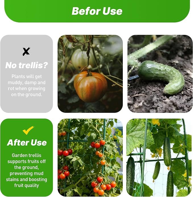2Pack Cucumber Trellis, Garden Trellis U-Shape Plant Support for Climbing Plants Metel Arch with Netting for Raised Garden Bed Outdoor Cucumbers, Vine Climbing Plant(47.2''X32''x47.2''(LxWxH))