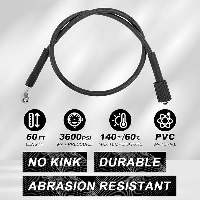 Tool Daily Retractable Pressure Washer Hose Reel 60 FT x 1/4”, Heavy Duty Power Washer Hose Reel 3600 PSI, Auto-Rewinding, Wall/Floor Mounted