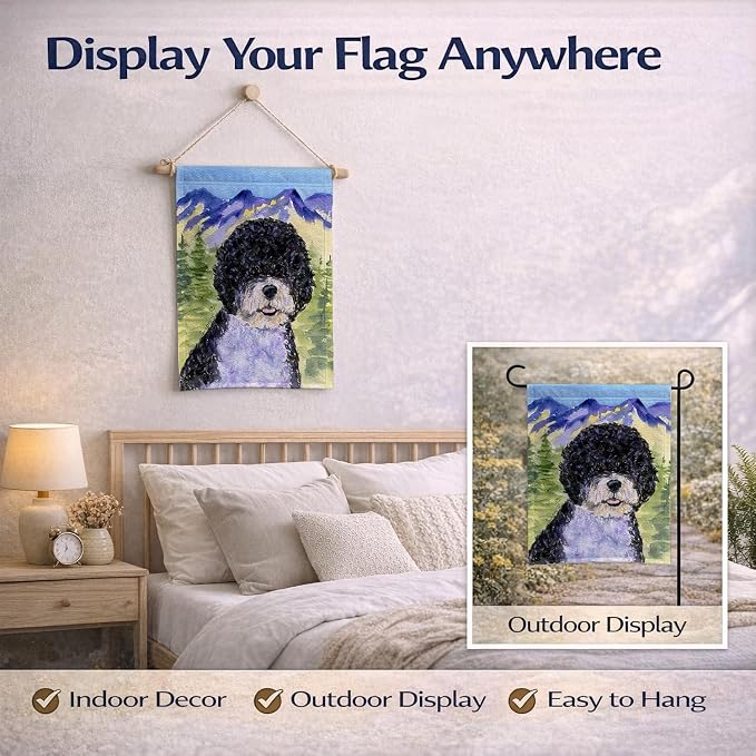 Caroline's Treasures SS8303GF Portuguese Water Dog Garden Flag Mailbox Flag Decorative Yard Flag Banner Outside Patio Artwork Yard Flower Beds, Garden Size, Multicolor