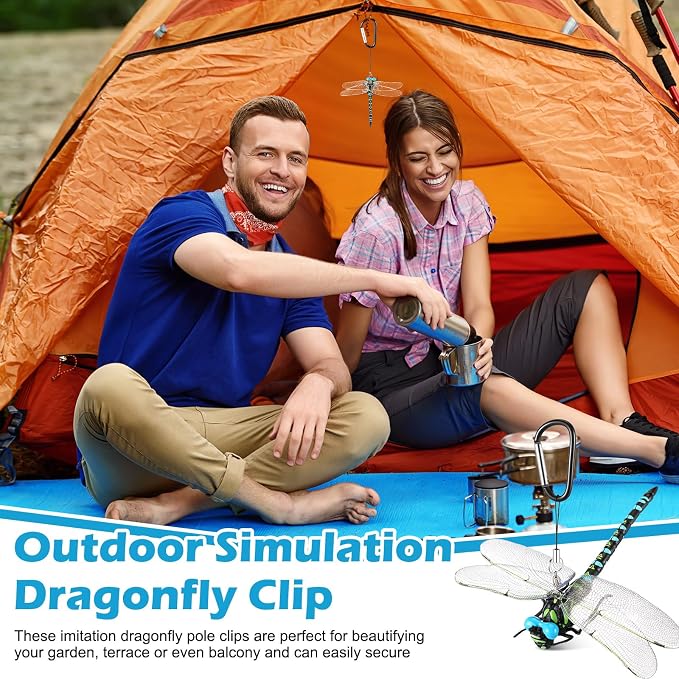 Qualirey Dragonfly Hat Clip Realistic Simulated Dragonfly with Hook Clip Attach to Backpack Hat for Indoor Yard Garden Plant Decor(Blue,1pcs)