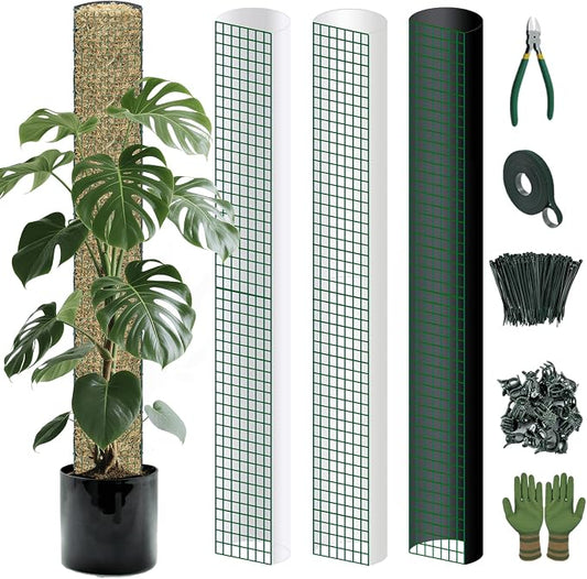 Metal Moss Poles for Climbing Plants, D-Shape Sphagnum Moss Pole Monstera Plant Support for Climbing Plants, DIY Plant Stakes Work with Sphagnum Moss (12ft D-Shaped)