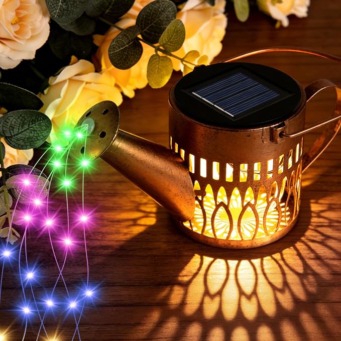 2 Pack Solar Watering Can Lights, Fairy Solar Garden Lights Outdoor Decoration, Waterproof Hanging Lantern Landscape Light for Yard Patio Lawn, Gardening Gifts for Mom Grandma (Multicolor)