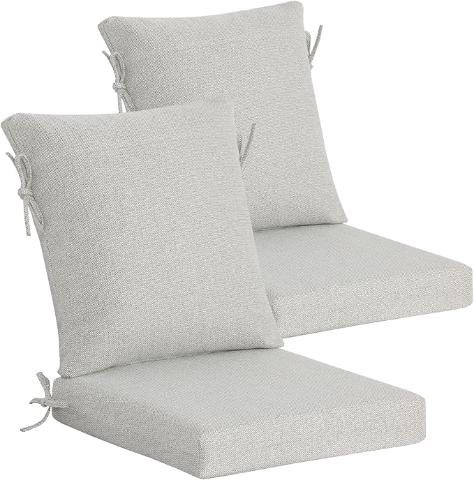 Goodgoods 20 x 42 Outdoor Patio Chair Cushion 2-Pack, 1000+Hours Fade-Resistant & Water-Resistant Furniture Chair Cushions with 35D High-Resilience Foam for Dining Chairs, Couch, Sofa, Light Gray