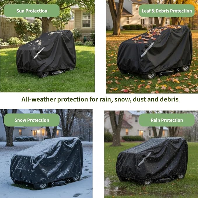 Riding Lawn Mower Cover for Outdoor, 210D Waterproof Lawn Tractor Covers Heavy Duty, Fits Decks up to 54”, with Storage Bag