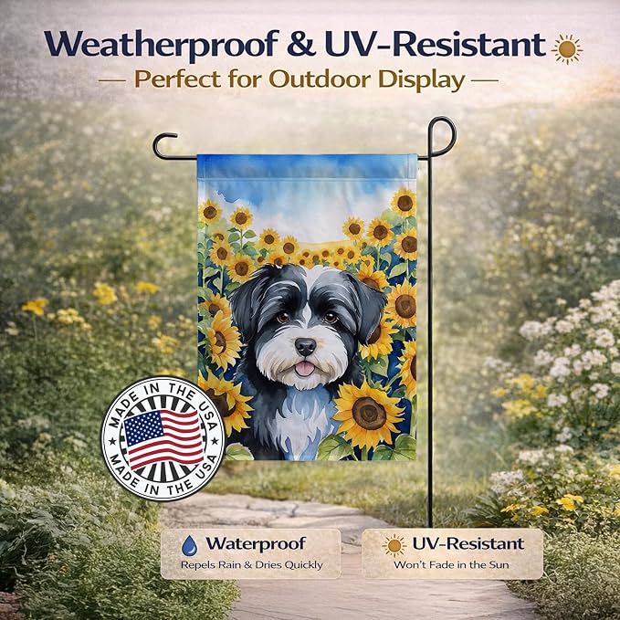Caroline's Treasures DAC6097GF Havanese in Sunflowers Garden Flag Mailbox Flag Decorative Yard Flag Banner Outside Patio Artwork Yard Flower Beds, Garden Size, Multicolor