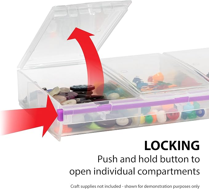 Craft Mates Bead Organizer, 4 Locking Compartments, Plastic Storage (2XL) | Clear Plastic Storage for Buttons, Pins, Jewelry, Diamond Art & Craft Supplies, Large Portable Organizer for Crafters