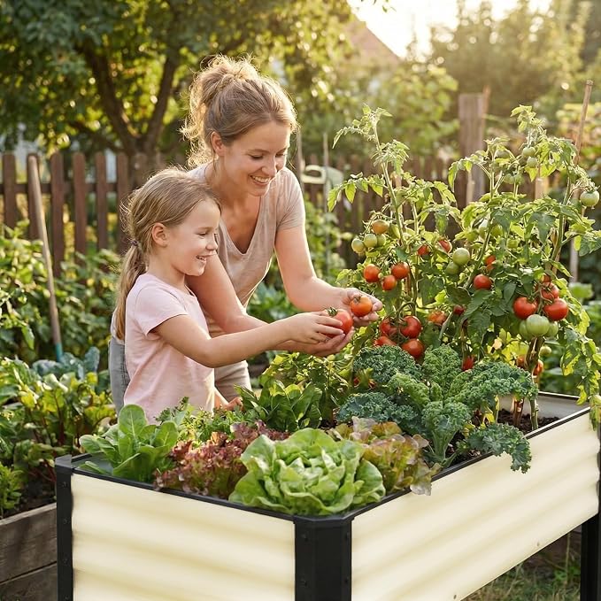 SnugNiture Raised Garden Bed with Legs, 2PCS 48×18×32in Outdoor Metal Elevated Raised Planter Box for Backyard, Patio, Balcony