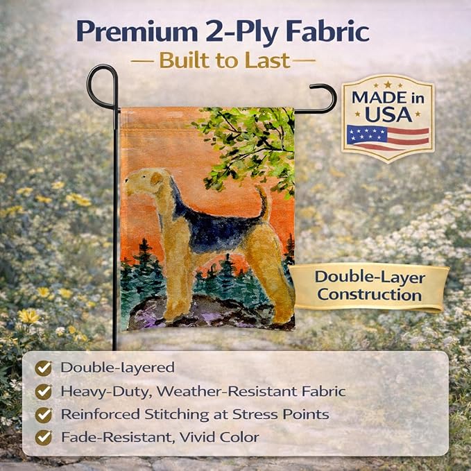 Caroline's Treasures SS8850GF Airedale Garden Flag Mailbox Flag Decorative Yard Flag Banner Outside Patio Artwork Yard Flower Beds, Garden Size, Multicolor